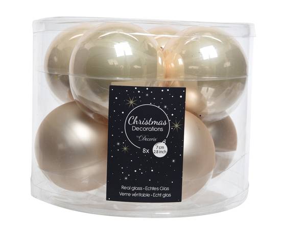 Decoris - Decoris - Boite de 8 Boules de Noël en verre Perle Ø.7 cm