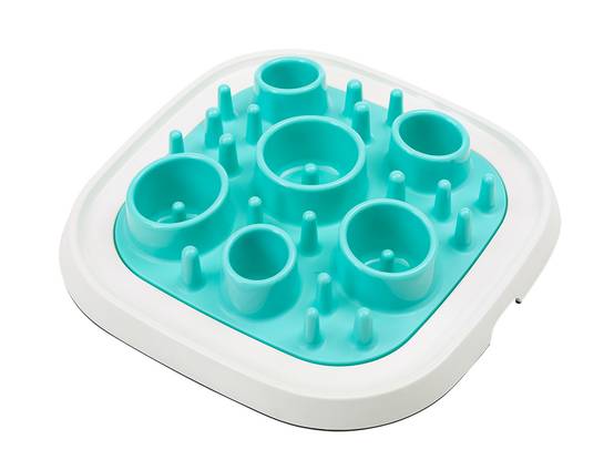 Gamelle anti glouton carrée blanc turquoise 32 cm - SAVIC - Image 1
