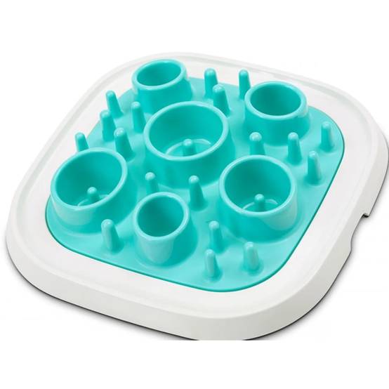 Gamelle anti glouton carrée blanc turquoise 32 cm - SAVIC - Image 2