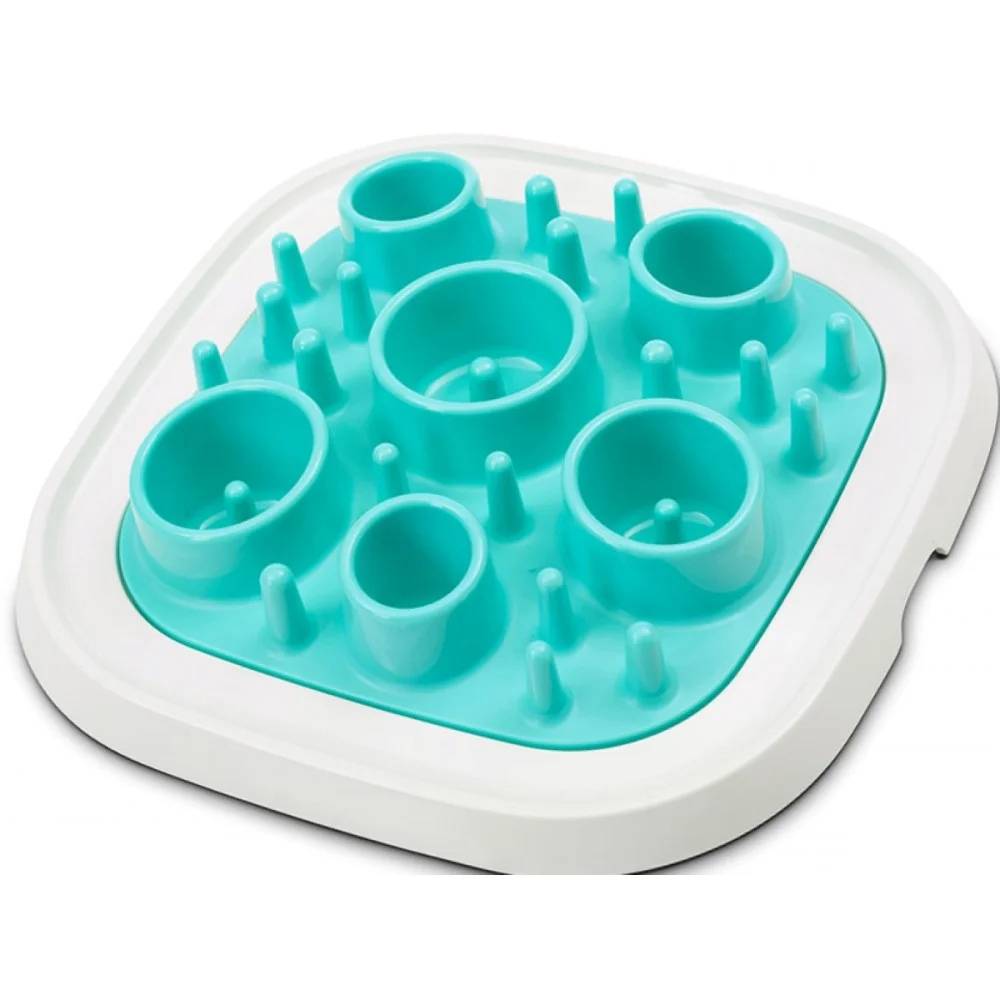 Gamelle anti glouton carrée blanc turquoise 32 cm - SAVIC - Image 2