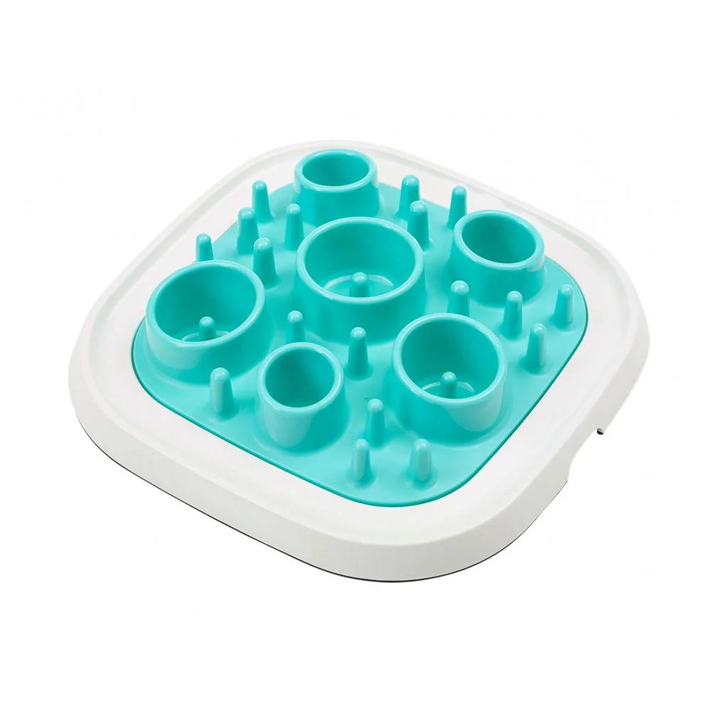 Gamelle anti glouton carrée blanc turquoise 32 cm - SAVIC - Image 3
