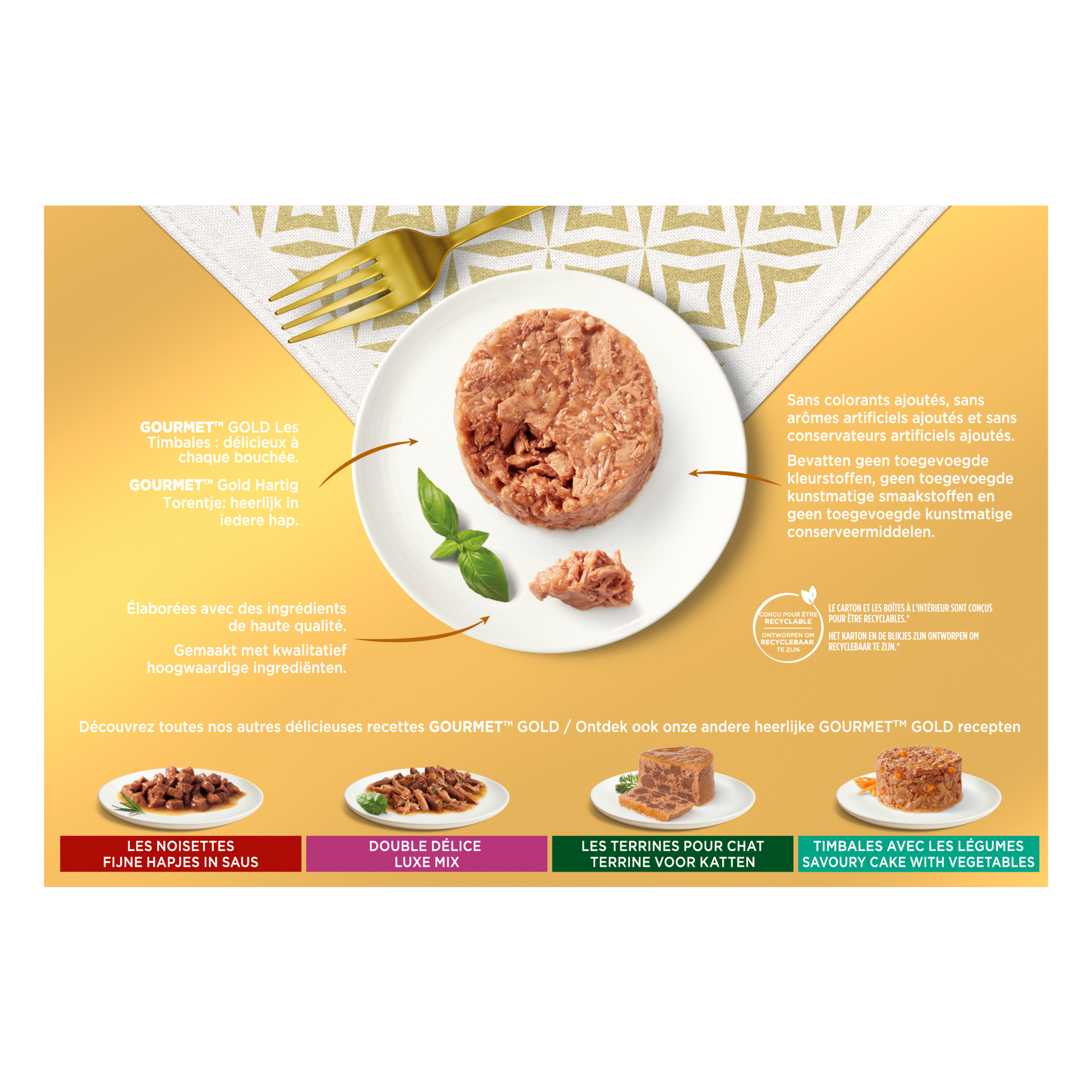 Purina Gourmet - Mix pâtées pour chat Les Timbales 12x85g - GOURMET GOLD - Imagen 2