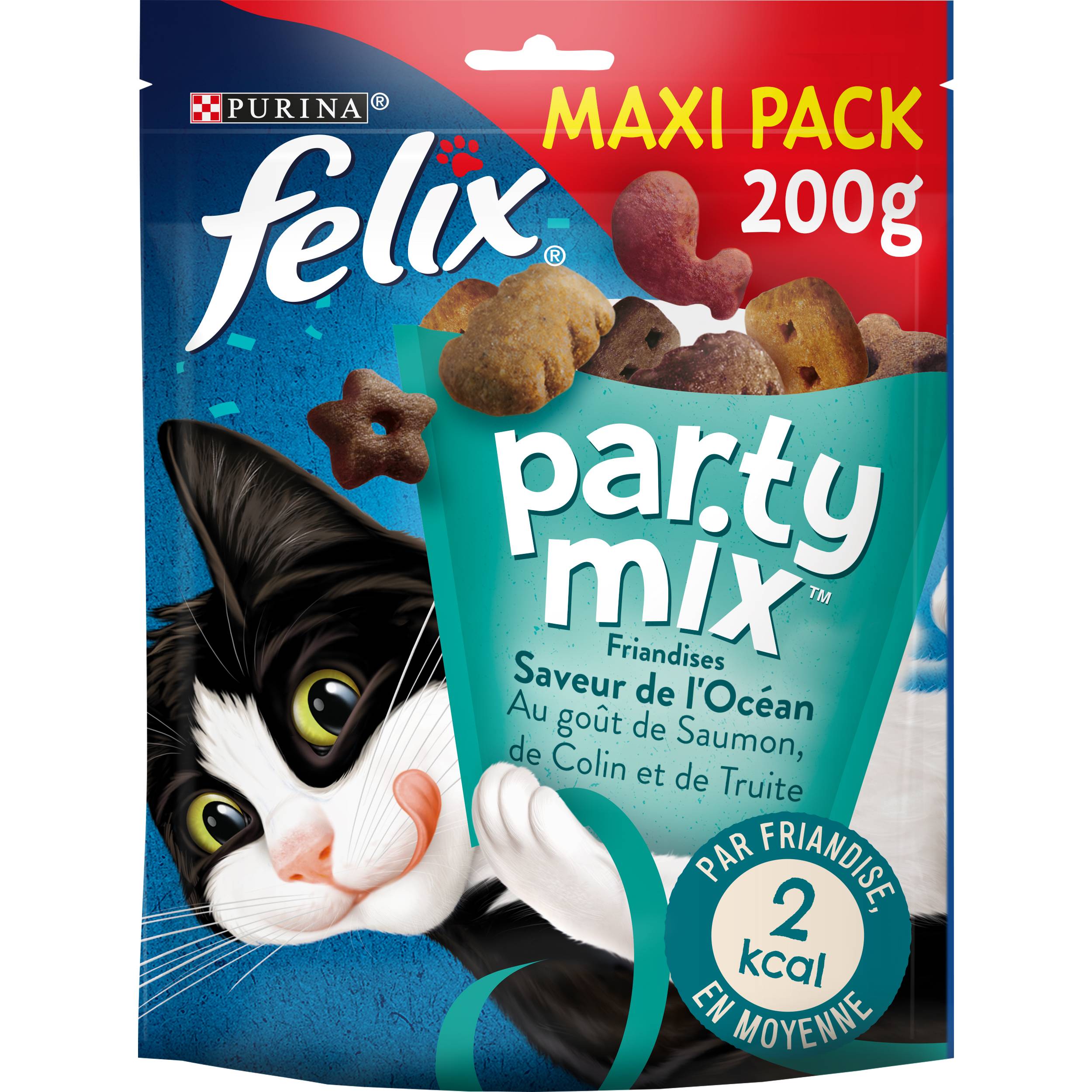 Purina One - Golosinas para gatos Party Mix Sabor del Océano 200 g - FELIX - Imagen 1