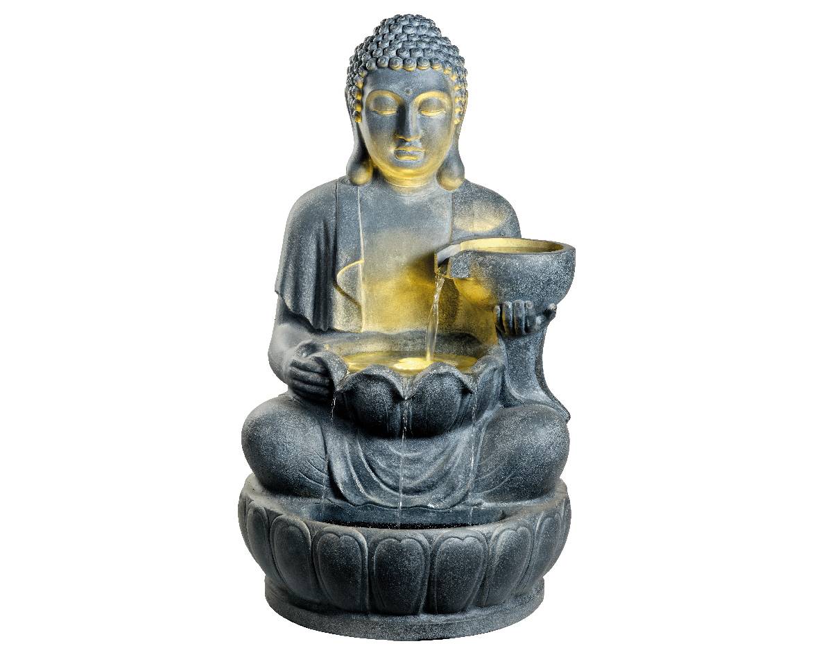 Luminéo - Luminéo - LED Fontaine Bouddha Anthracite L.54 x l.54 x H.94 cm
