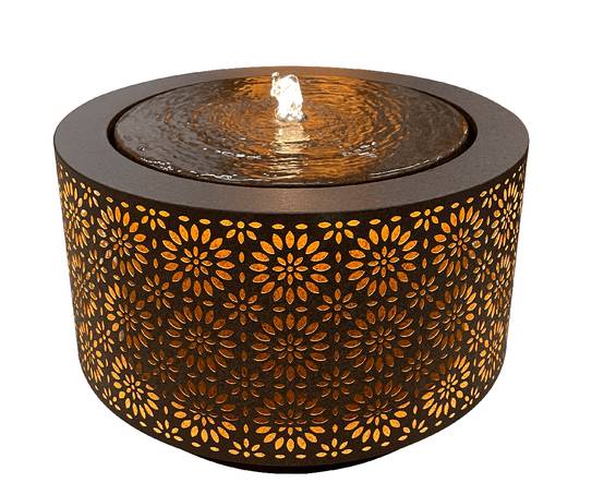Luminéo - Luminéo - Fontaine ronde en acier coloris Rouille Ø.50 x H.30 cm