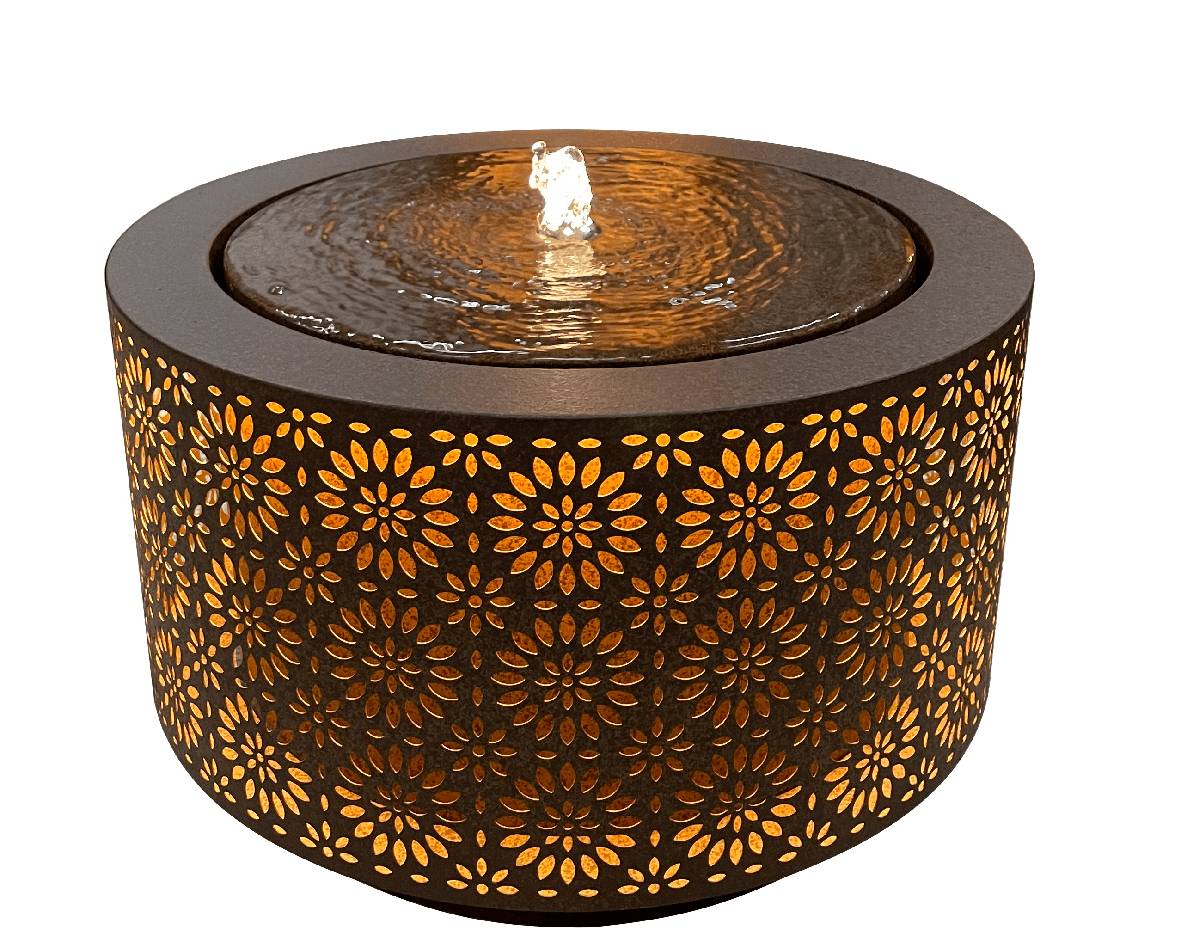 Luminéo - Luminéo - Fuente redonda de acero color óxido Ø.50 x H.30 cm