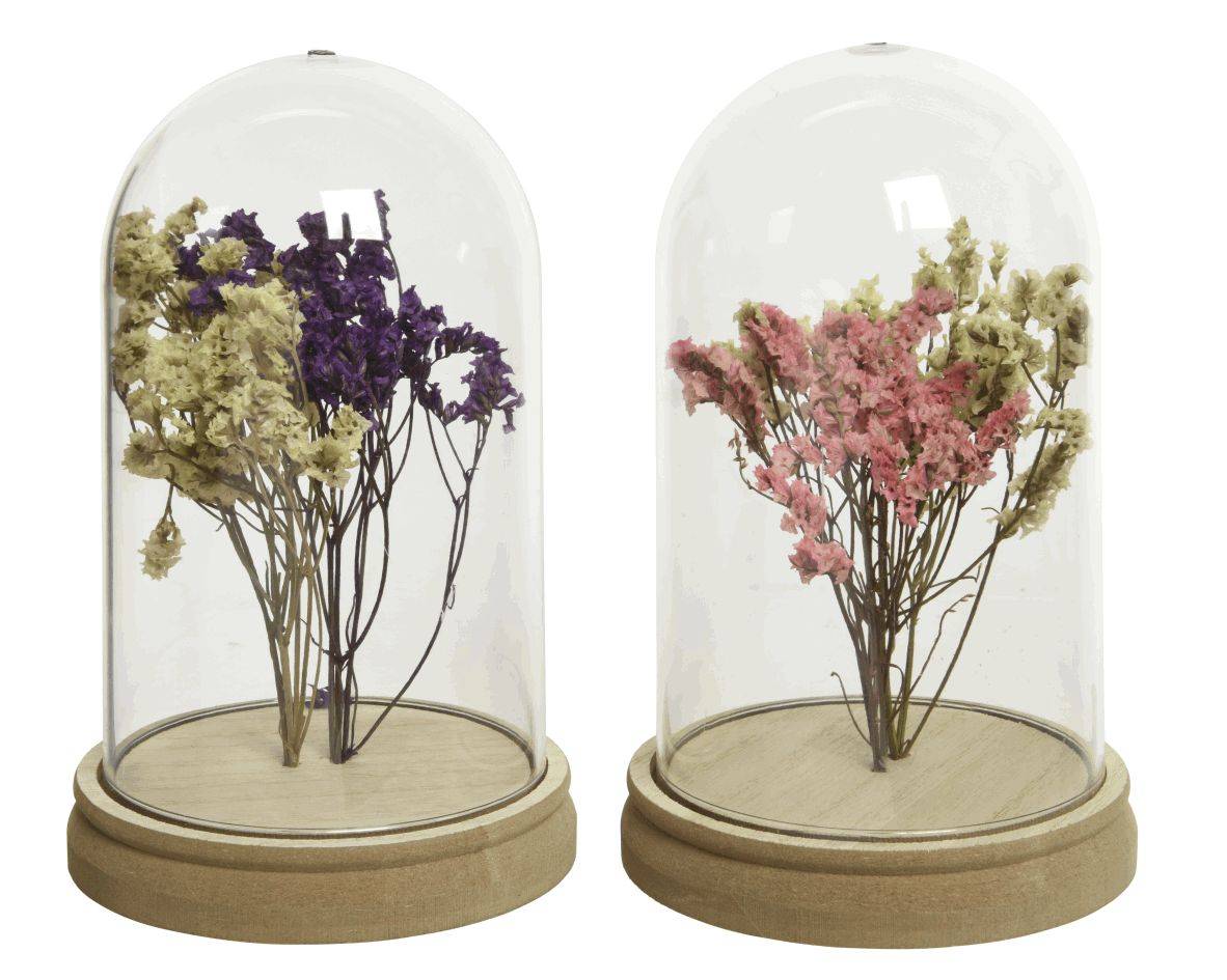 Cloche en verre rose/couleur(s) Ø.11,50 x H.18 cm