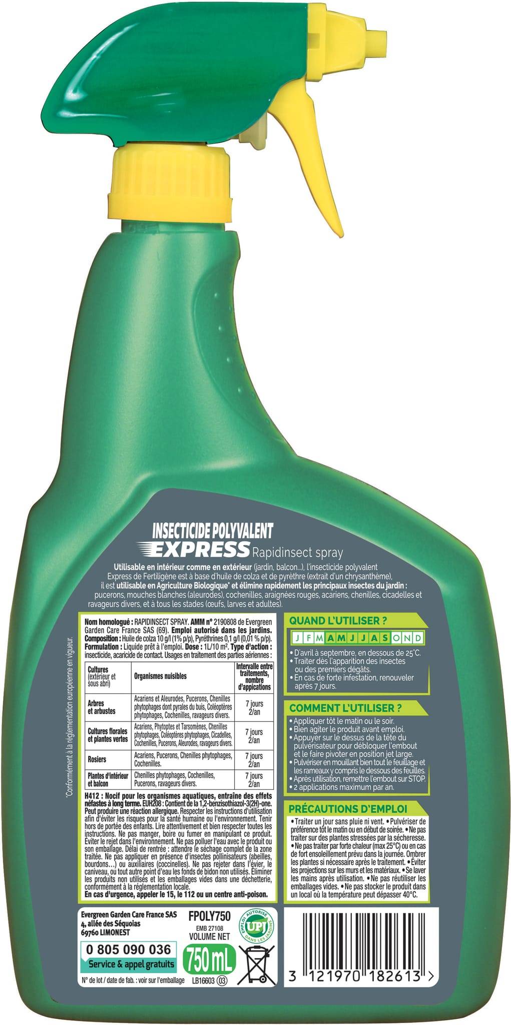 Fertiligène - Insecticide Polyvalent Express Prêt à l'emploi 750 ml - FERTILIGENE - Imagen 2