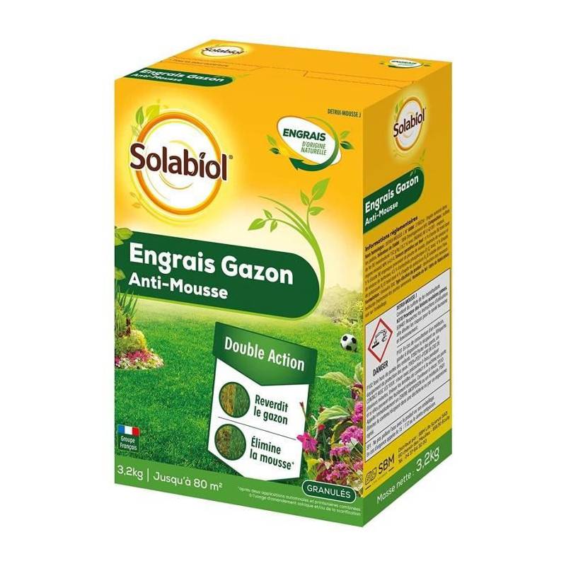 NONAME - Engrais gazon anti-mousse action double 3,2 kg vert - Solabiol - Imagen 5