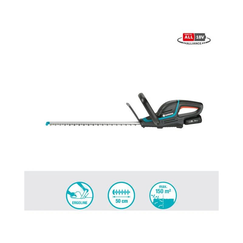 Taille-haie sans fil noir et bleu L.50 cm écartement 20 mm - Gardena - Image 4