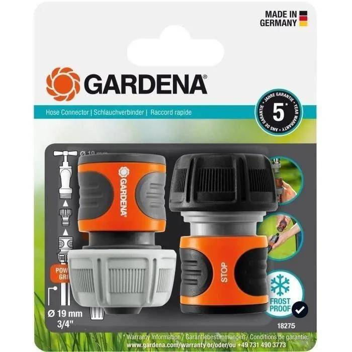 Gardena - Raccords rapides et Aquastop pour tuyau Ø19 mm - Gardena - Image 5