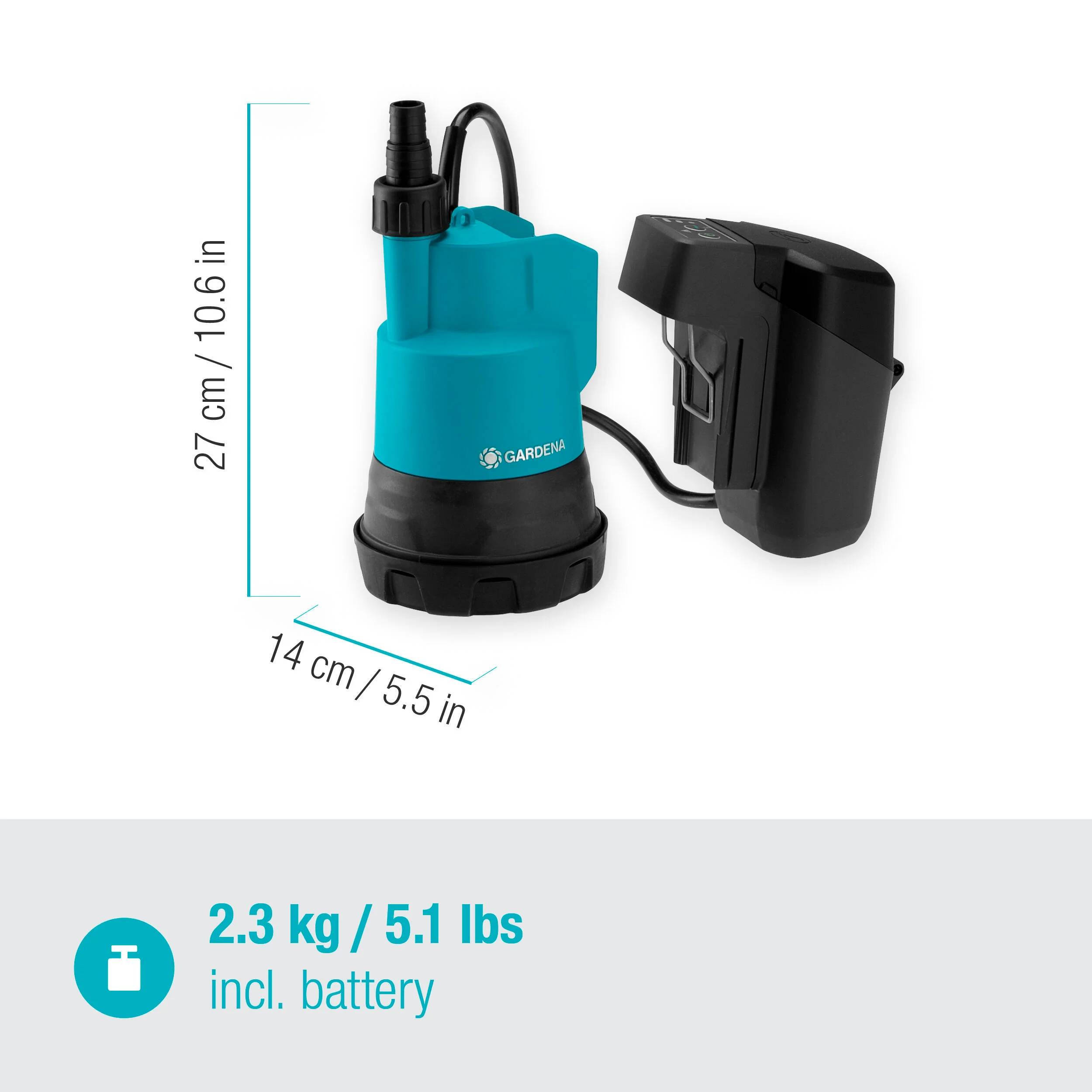 Pompe immergée eaux claires 18V 2000l/h pression 2bar - Gardena - Image 8