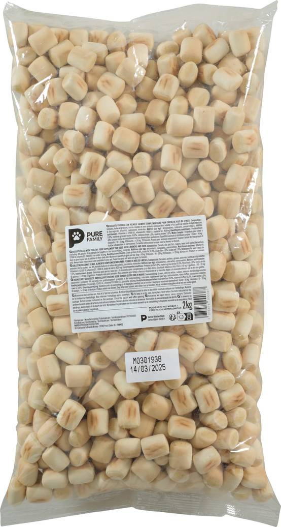 Pure Family - Biscuits fourrés pour chien à la volaille 2kg - Pure Family