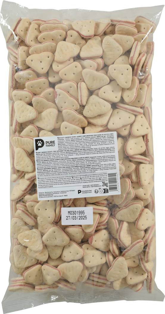 Pure Family - Biscuits fourrés coeur pour chien 2kg - Pure Family