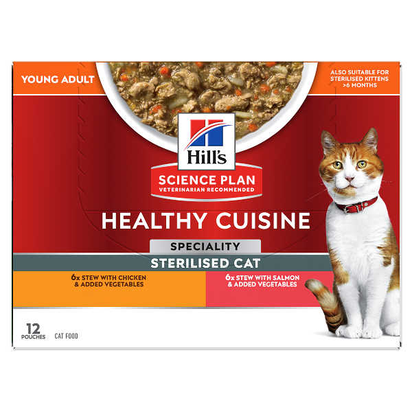 Science plan - Multipack pour Chat Adulte Sterilised Cat Healthy Cuisine Poulet Saumon 12x80g - Science Plan Hill's - Image 1