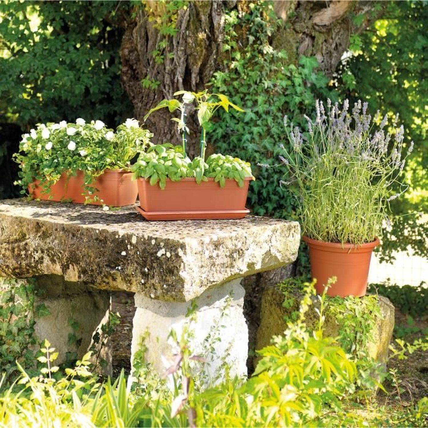 Pot de fleurs rond en recyclat terre rouge Ø40 cm H.27.2 cm - Deroma - Imagen 6