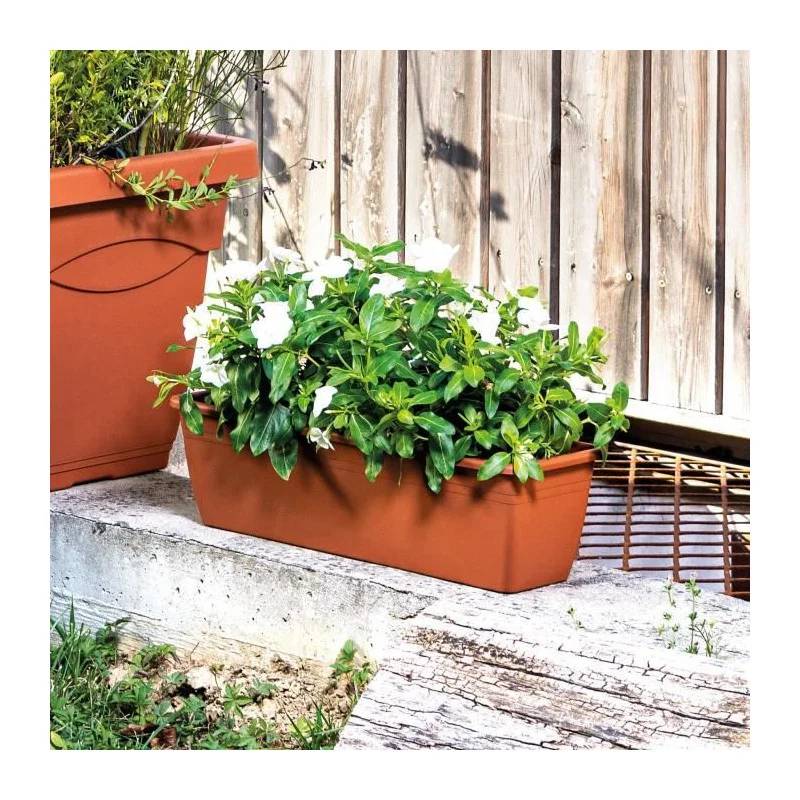 Jardinière Day R Cotto recyclat terre rouge L.40-H.14.5 cm - Deroma - Imagen 1