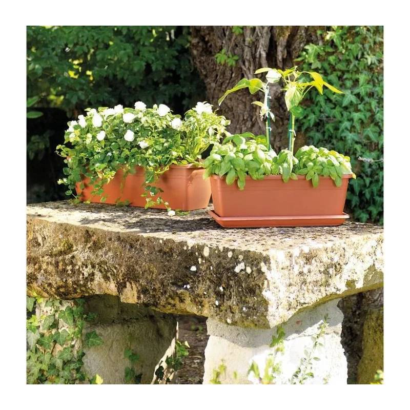 Jardinière Day R Cotto recyclat terre rouge L.40-H.14.5 cm - Deroma - Imagen 2