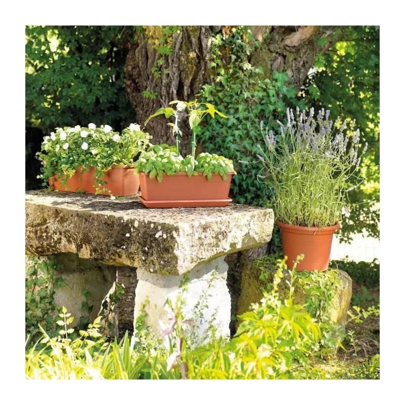 Jardinière Day R Cotto recyclat terre rouge L.40-H.14.5 cm - Deroma - Imagen 4