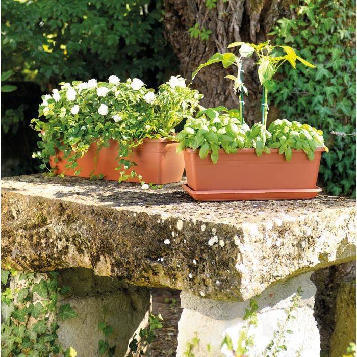 Jardinière Day R Cotto recyclat terre rouge L.40-H.14.5 cm - Deroma - Imagen 6