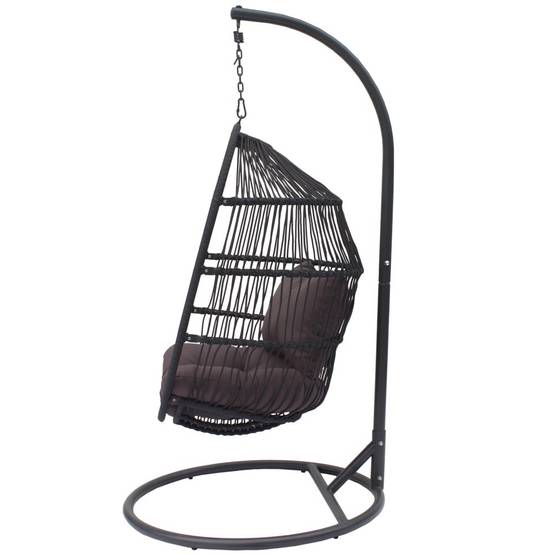 Ecloz - Fauteuil oeuf suspendu de jardin acier cordage anthracite Poket ECLOZ - Image 7