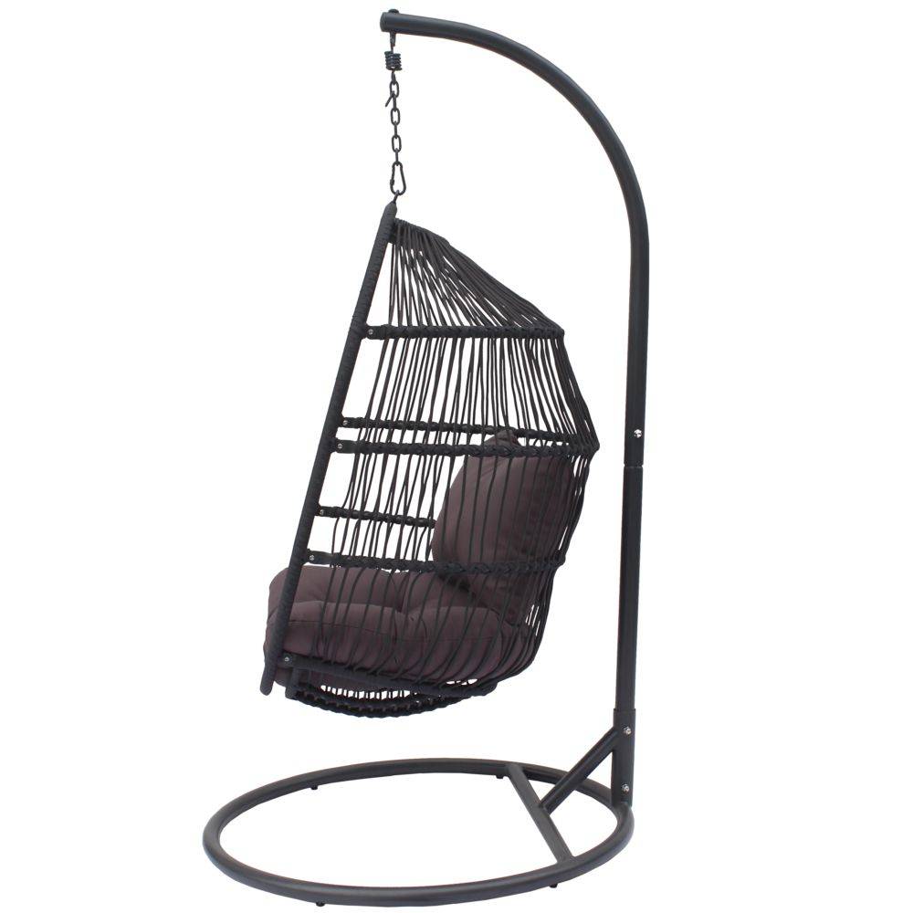 Ecloz - Fauteuil oeuf suspendu de jardin acier cordage anthracite Poket ECLOZ - Image 7