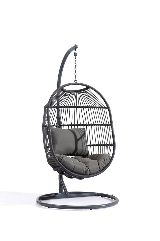 Ecloz - Fauteuil oeuf suspendu de jardin acier cordage anthracite Poket ECLOZ - Image 9