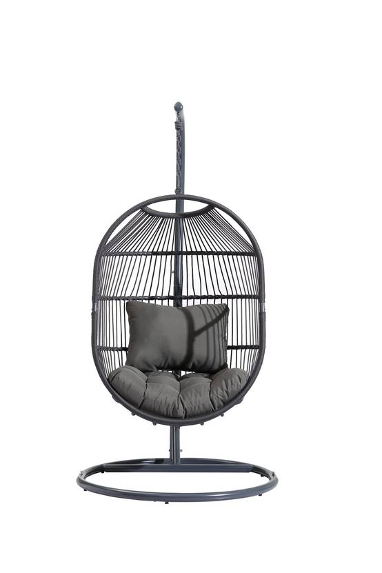 Ecloz - Fauteuil oeuf suspendu de jardin acier cordage anthracite Poket ECLOZ - Image 1