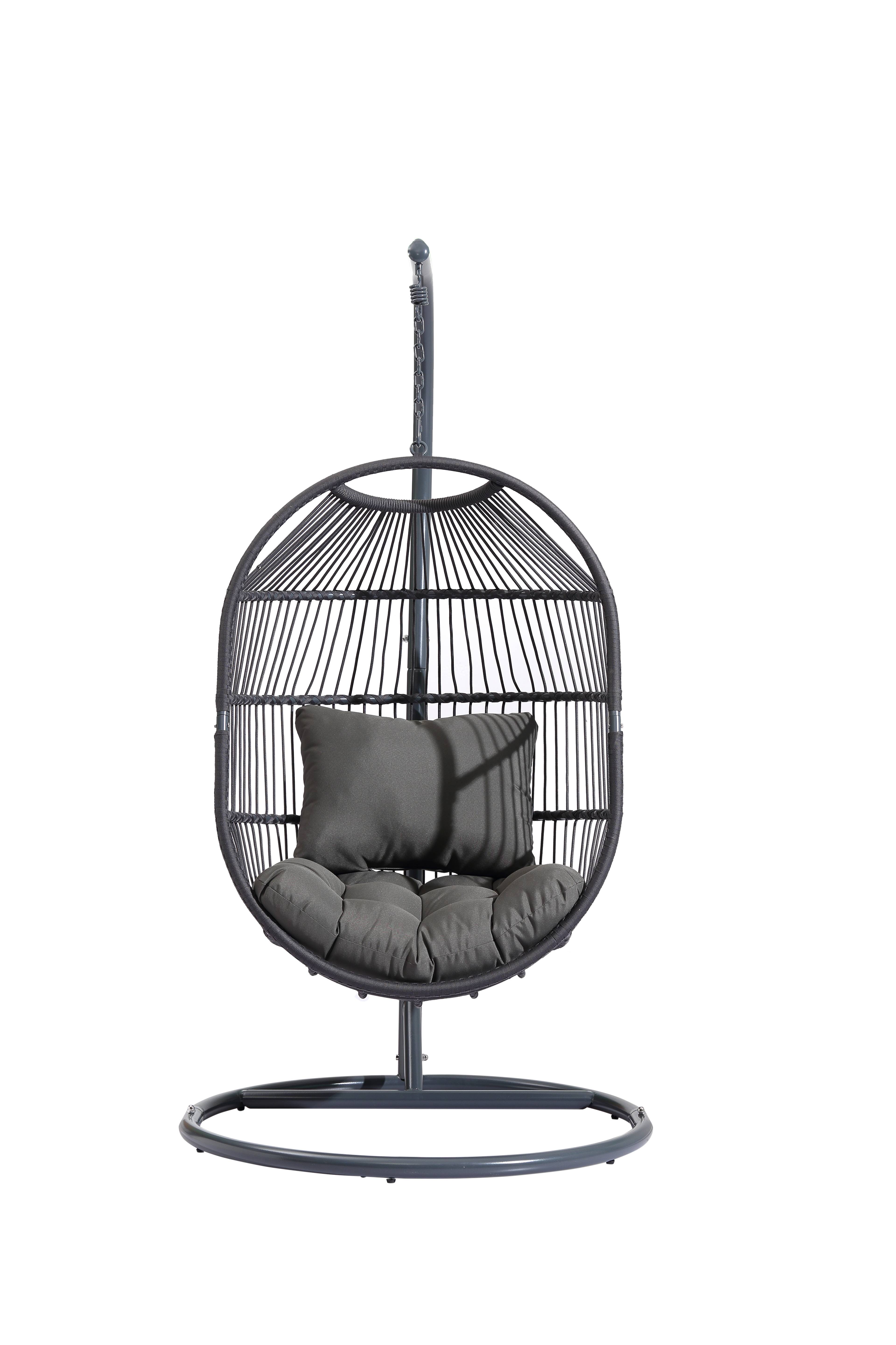 Ecloz - Fauteuil oeuf suspendu de jardin acier cordage anthracite Poket ECLOZ