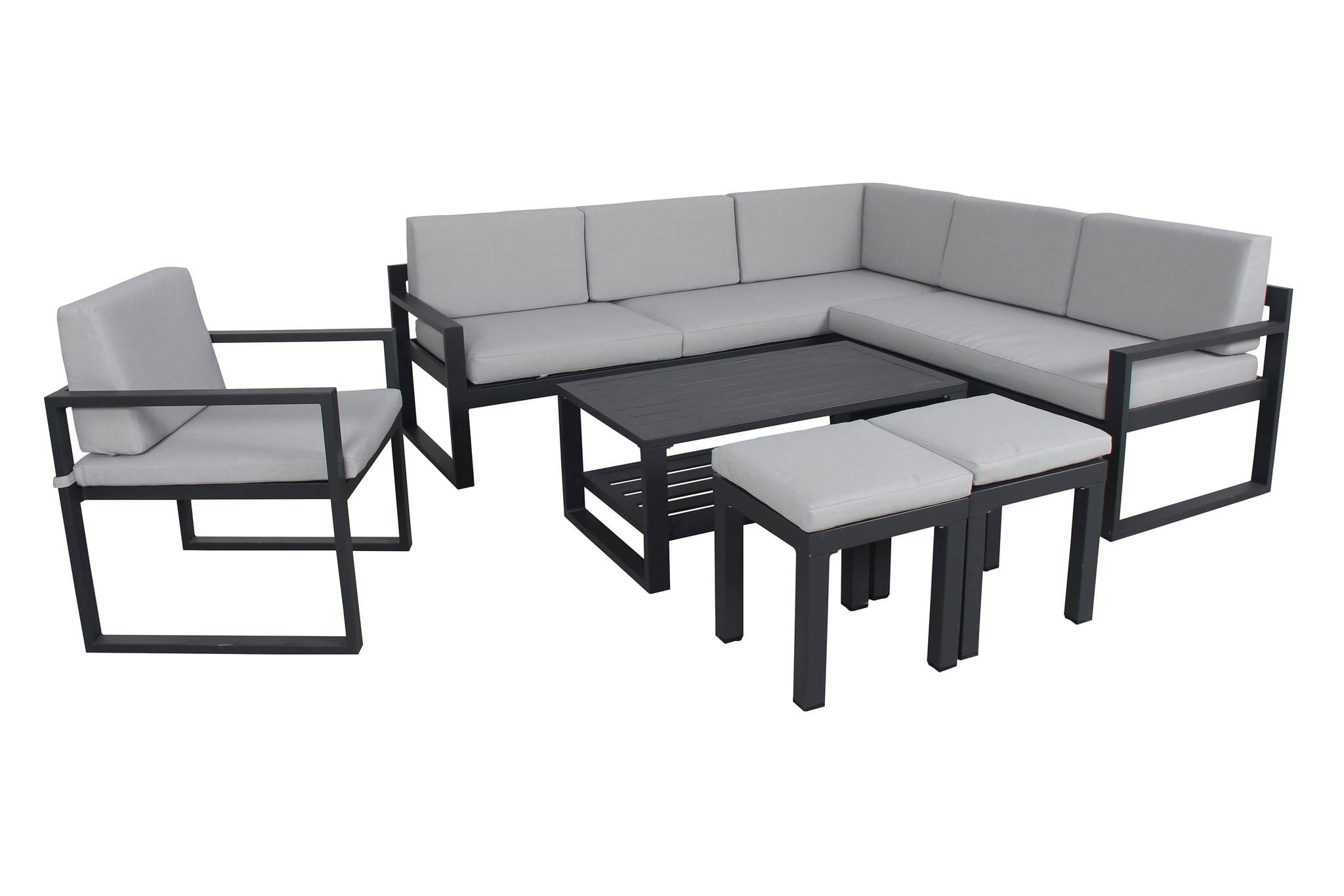 Ecloz - Salon de jardin aluminium anthracite et gris 8 personnes Miami ECLOZ - Image 6