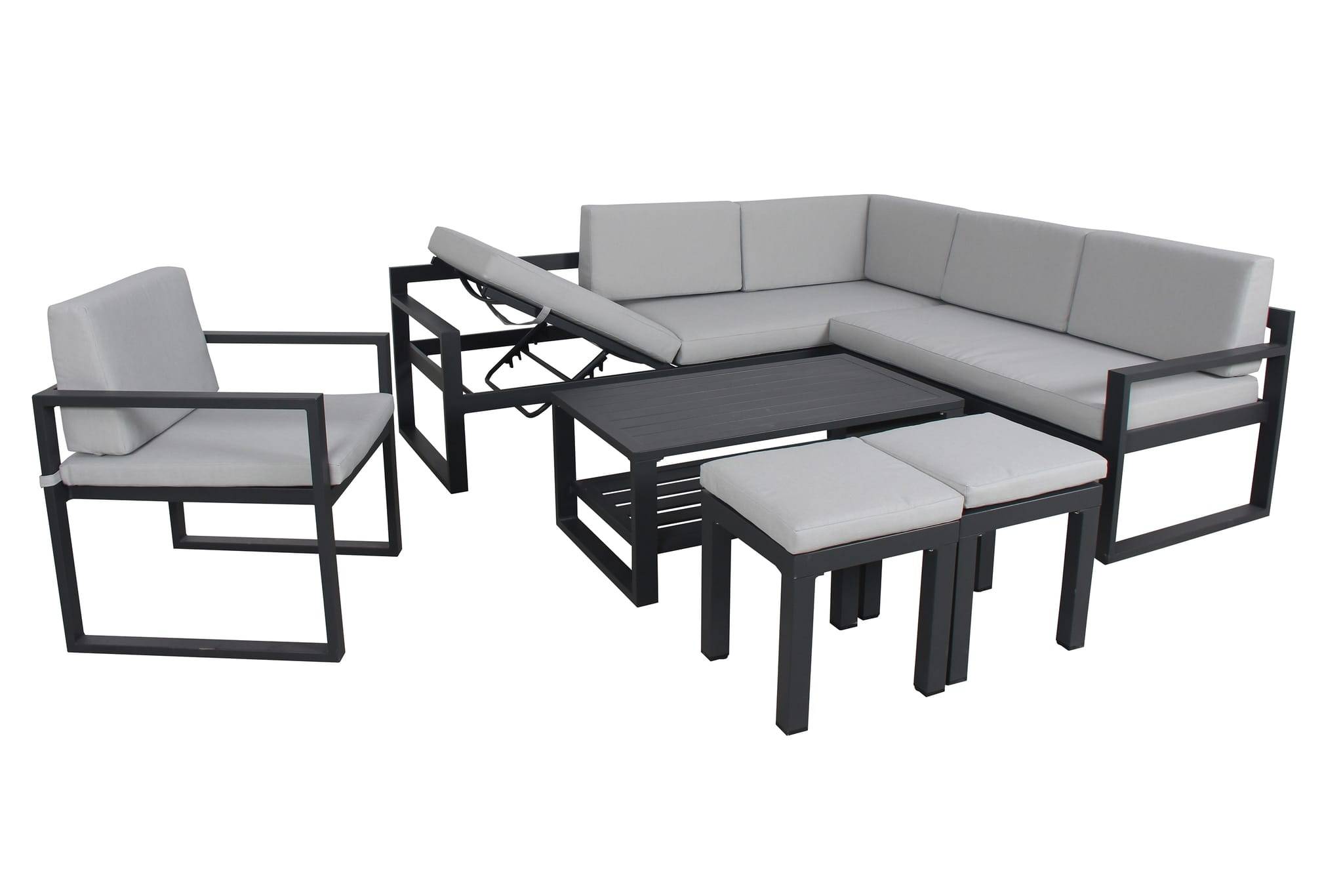 Ecloz - Salon de jardin aluminium anthracite et gris 8 personnes Miami ECLOZ - Image 12