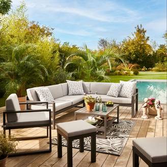 Ecloz - Salon de jardin aluminium anthracite et gris 8 personnes Miami ECLOZ