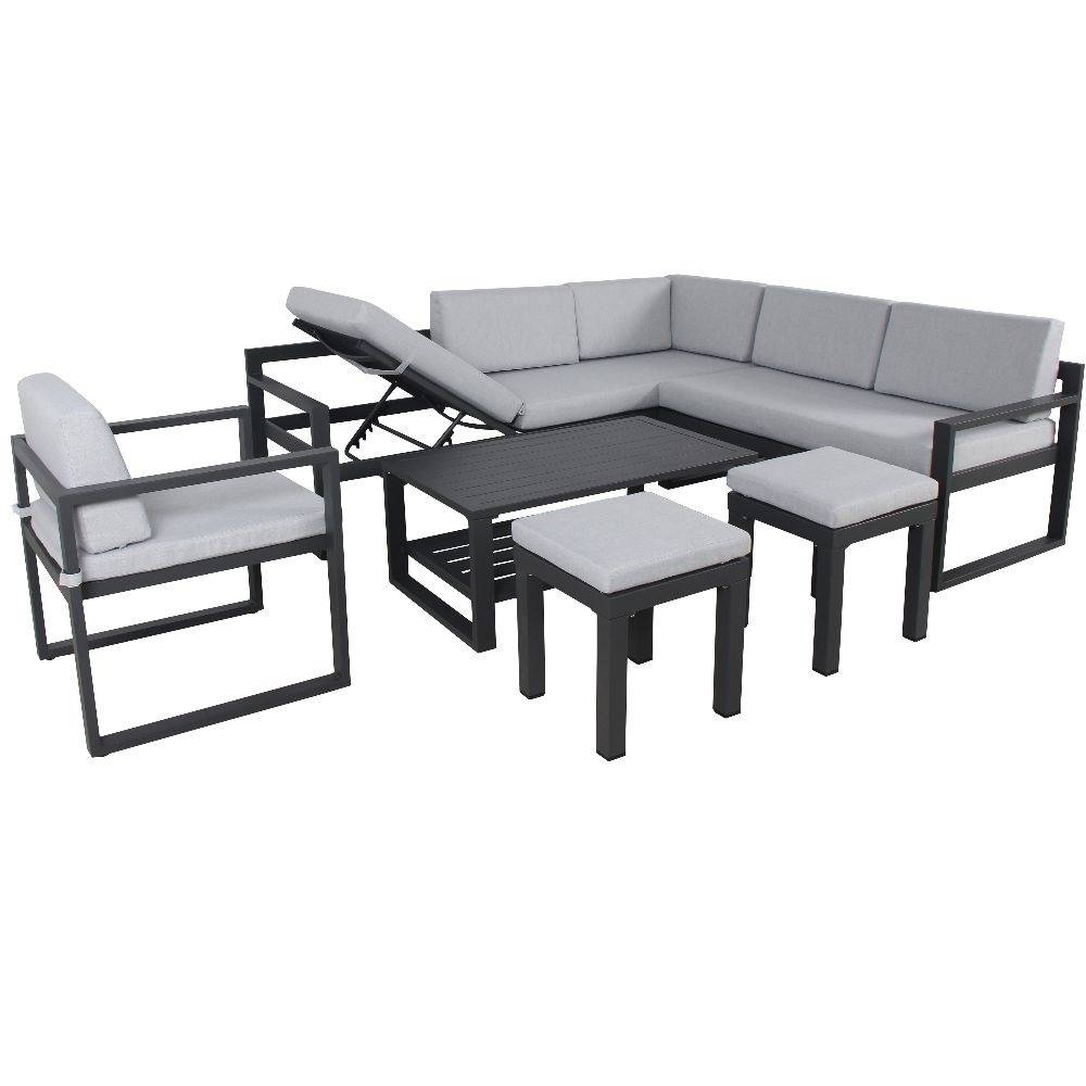 Ecloz - Salon de jardin aluminium anthracite et gris 8 personnes Miami ECLOZ - Image 3
