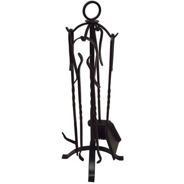Serviteur de cheminée fer forgé noir H 65 cm – AUBRY GASPARD - Imagen 1