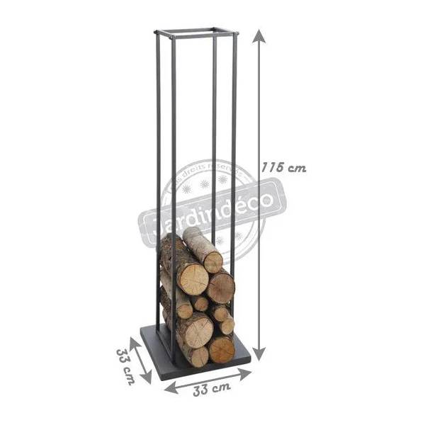 Range-bûches métal noir H 115 cm L 33 cm – AUBRY GASPARD - Imagen 2