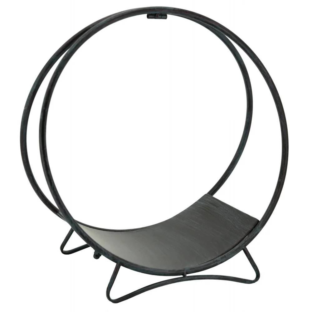 Porte-bûches rond métal vieilli H 50 cm Ø 49 cm – AUBRY GASPARD - Imagen 1
