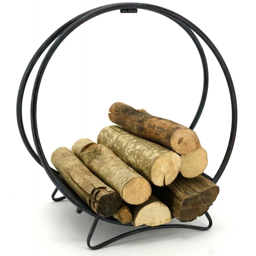 Porte-bûches rond métal vieilli H 50 cm Ø 49 cm – AUBRY GASPARD - Imagen 3