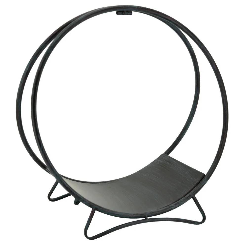 Porte-bûches rond métal vieilli H 50 cm Ø 49 cm – AUBRY GASPARD - Imagen 4