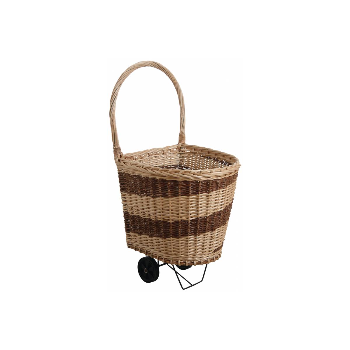 Chariot à bûches en osier et métal naturel L.45 cm l.46 cm H.42-98 cm - Inconnu
