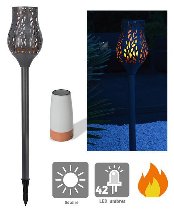 AIC International - AIC International - Flambeau solaire Tulipe L.15 x l.15 x H.74 cm - Image 1