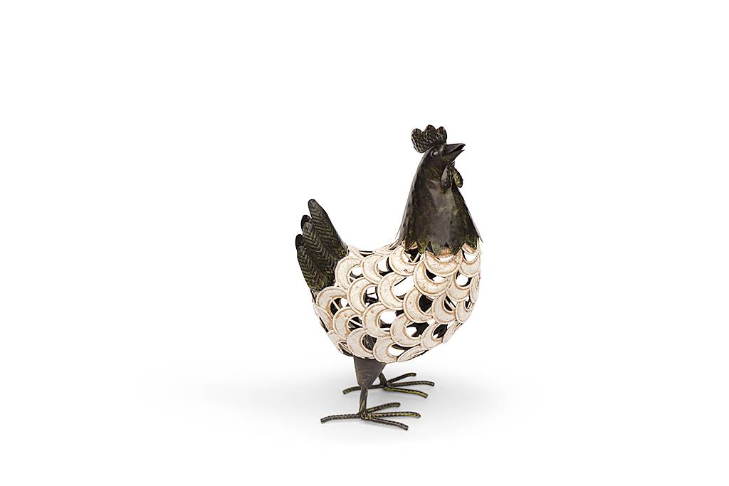 Garden ID - Poule décorative en métal à poser L.26 x l.16 x H.40 cm - Image 1