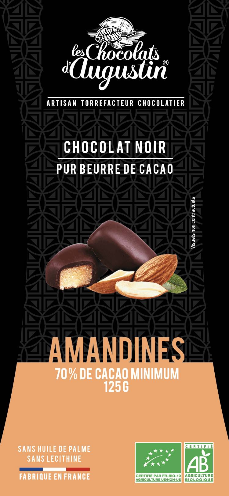 Amandines recubiertas de chocolate negro 125 g - Imagen 1