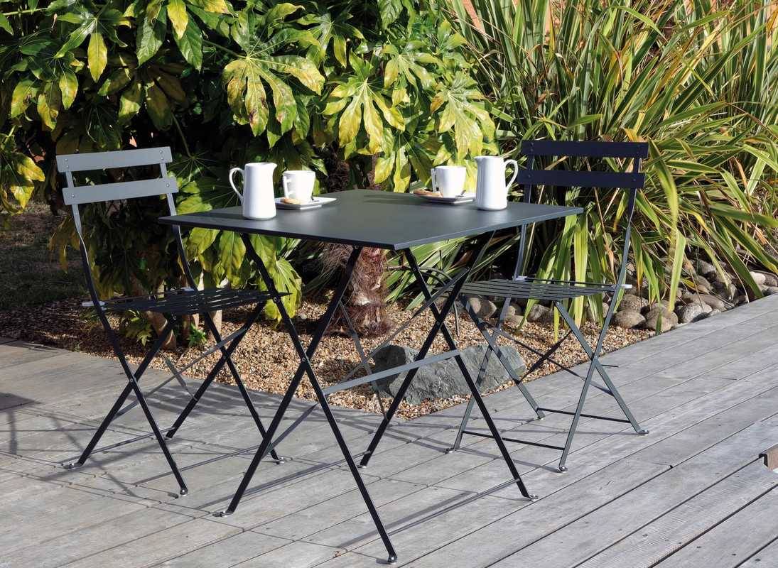 Pro Loisirs - Table de jardin carré pliante acier gris 2 personnes Cuba Proloisirs - Image 2
