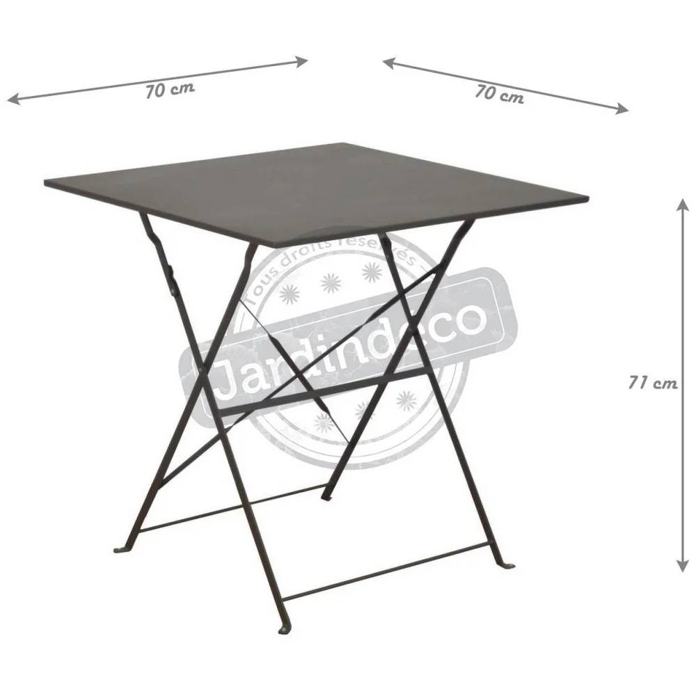 Pro Loisirs - Table de jardin carré pliante acier gris 2 personnes Cuba Proloisirs - Image 3