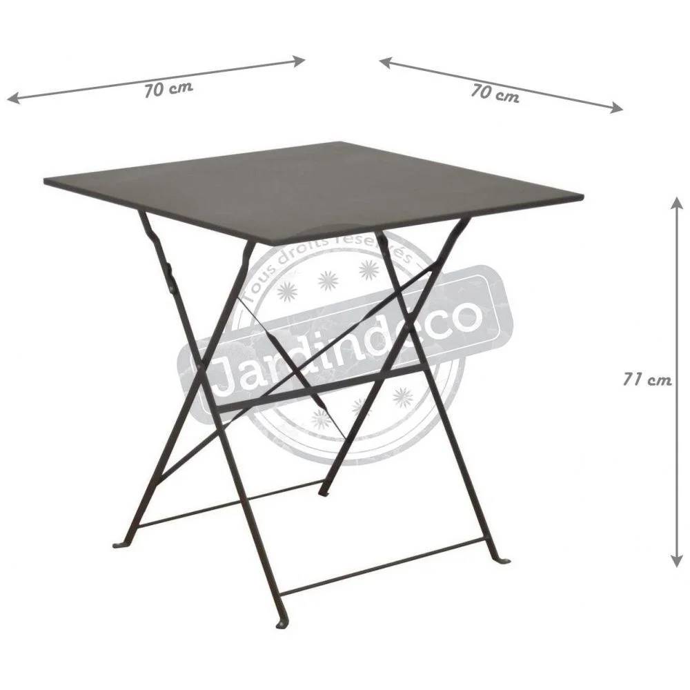 Pro Loisirs - Table de jardin carré pliante acier gris 2 personnes Cuba Proloisirs - Image 4