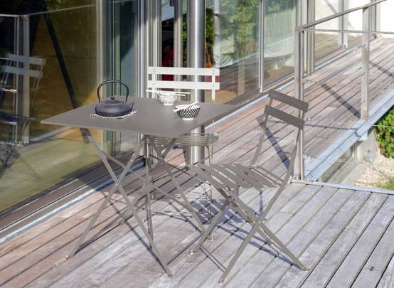 Pro Loisirs - Table de jardin carré pliante acier mastic 2 personnes Cuba Proloisirs - Image 2