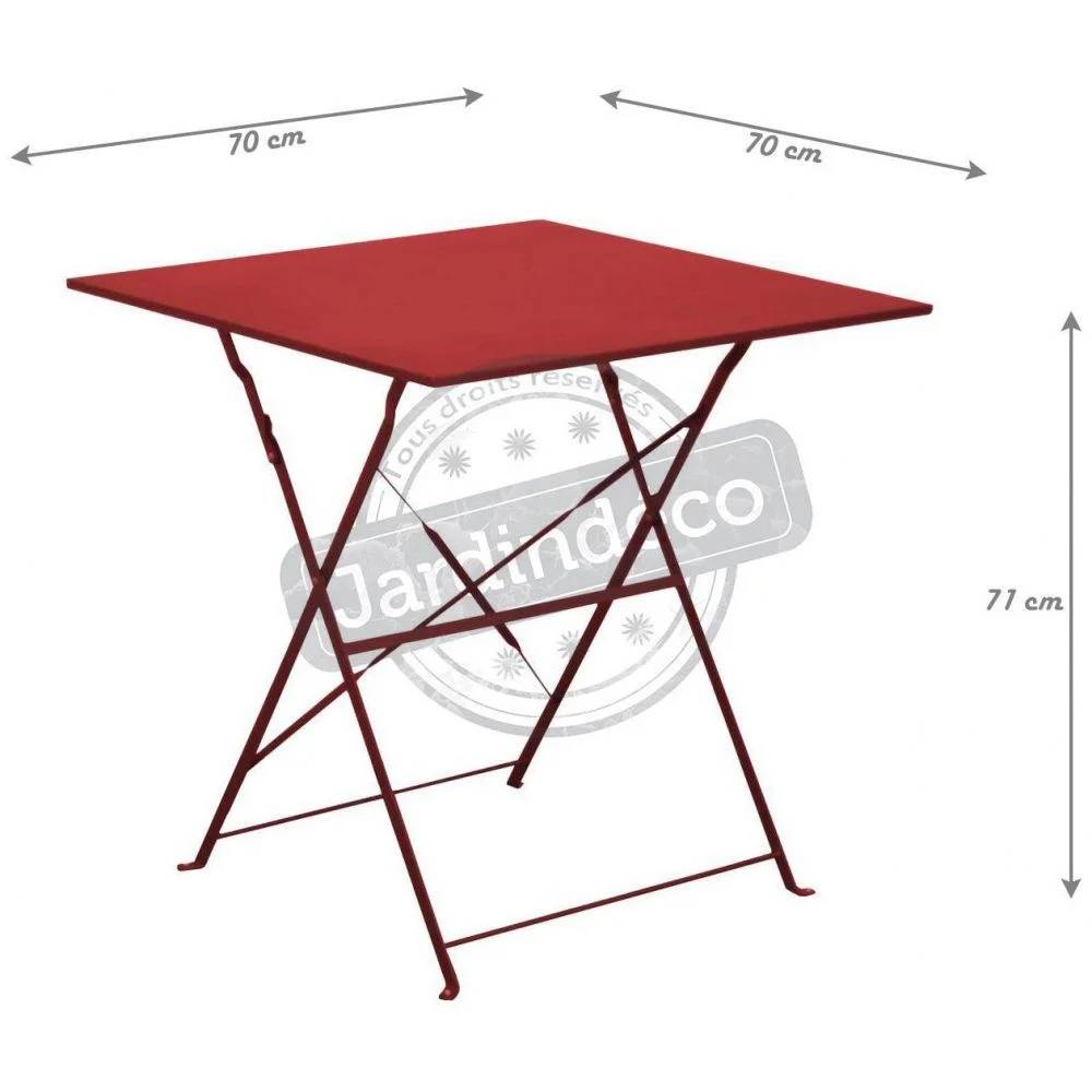 Pro Loisirs - Table de jardin carré pliante acier rouge 2 personnes Cuba Proloisirs - Image 5