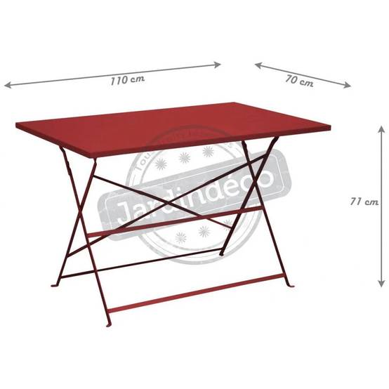 Pro Loisirs - Table de jardin rectangulaire pliante acier rouge 4 personnes Cuba Proloisirs - Image 2