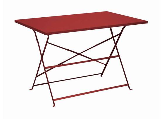 Pro Loisirs - Table de jardin rectangulaire pliante acier rouge 4 personnes Cuba Proloisirs - Image 1