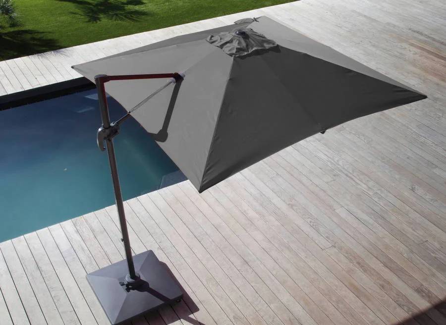 Parasol déporté 3x3 gris ROMA